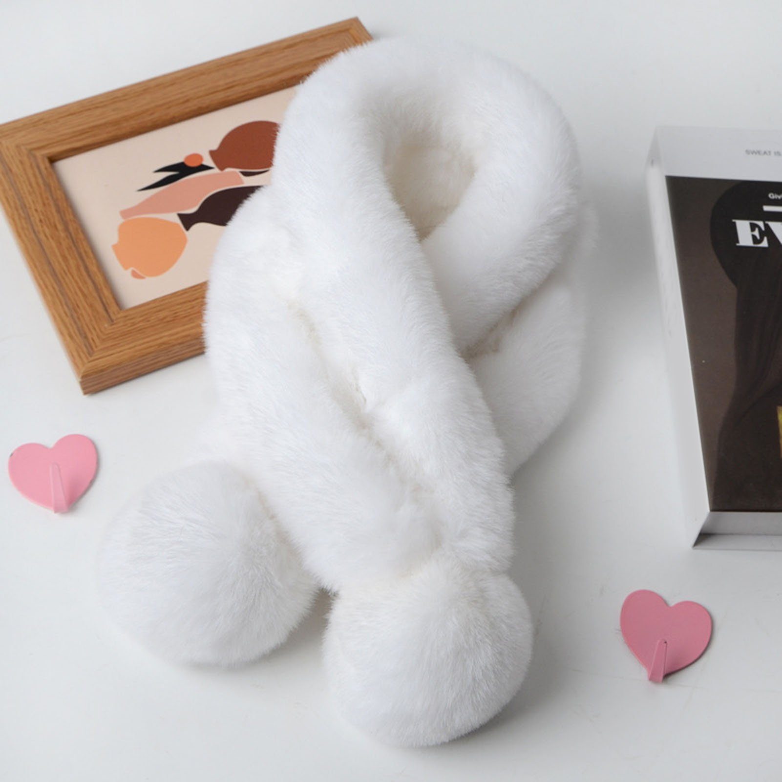 Rutaqian Lätzchen Plüsch Lätzchen Einstellbar Kreuz Lätzchen Plüsch Warmer Frauen Schal, (70 cm Erwachsene und Kinder, warme Plüsch Schal für Kinder im Winter, Kuschelig Weicher Halswärmer mit Schlaufe zum Einstecken), Festkörperkreuz Schwindende Win