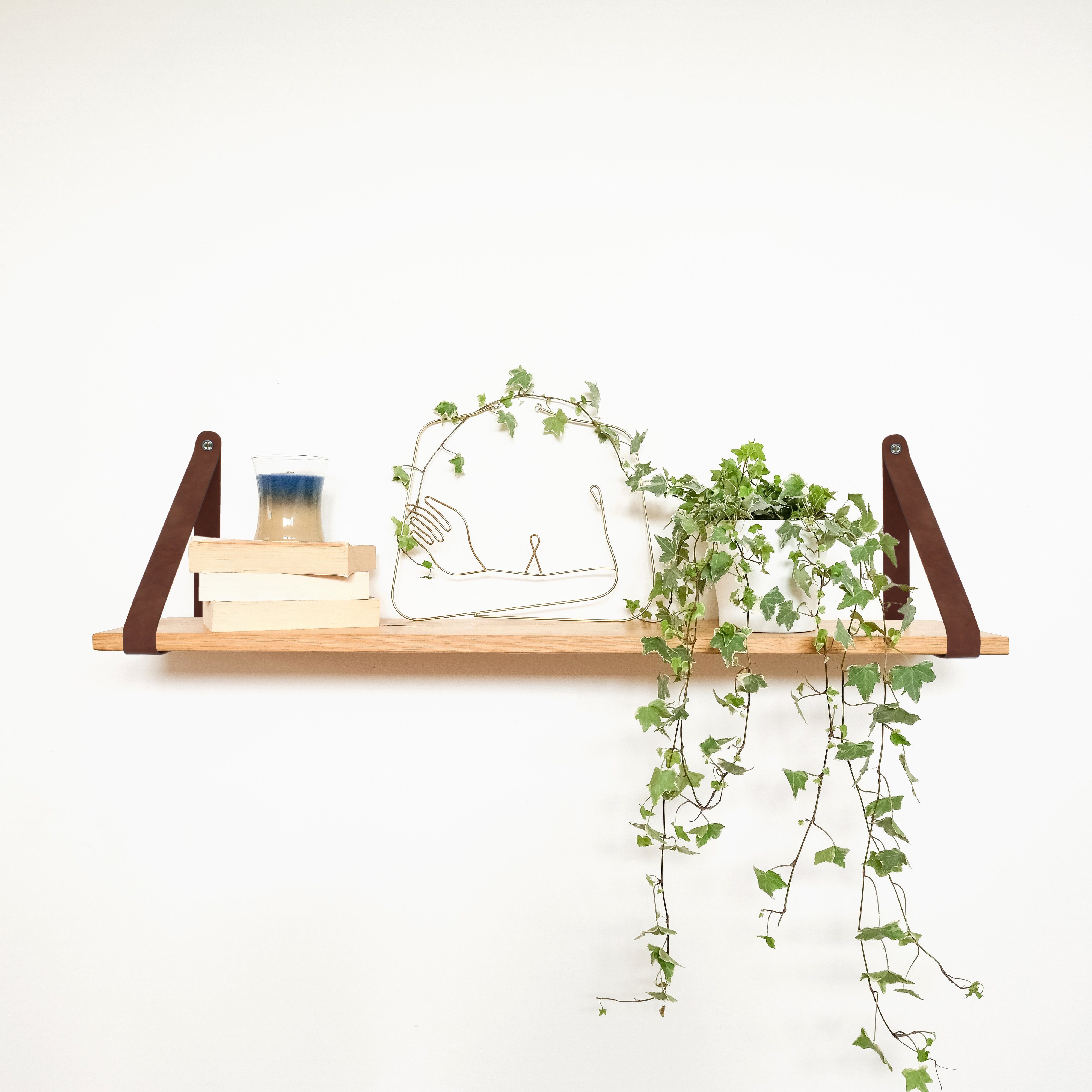 Natural Goods Berlin Wandregalhalter Marzahn, 2-tlg., Regalträger Wandhalter Bücherkonsole Küchenablage veganes Kunstleder