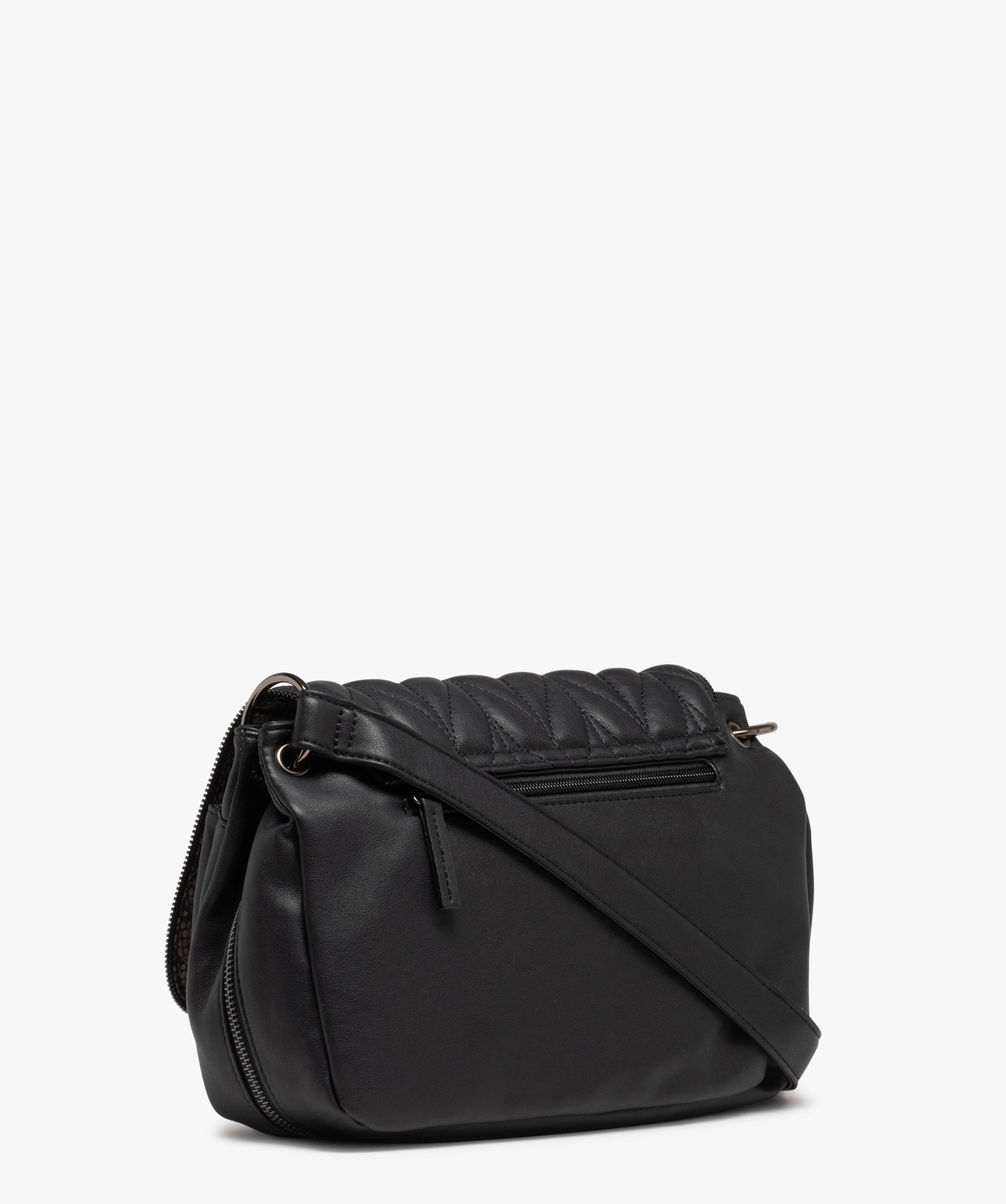 Sac besace à matelassage fantaisie femme noir | GEMO