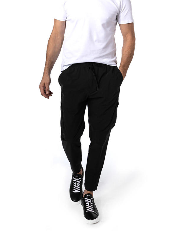BOSS Green, Cargohose, Mikrofaser, schwarz