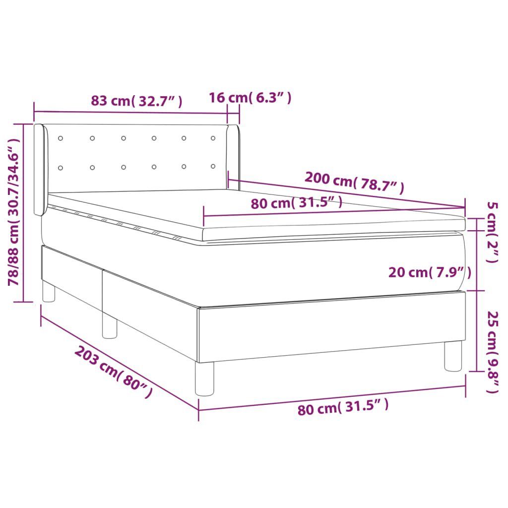 vidaXL Bett Boxspringbett mit Matratze Creme 80x200 cm Kunstleder