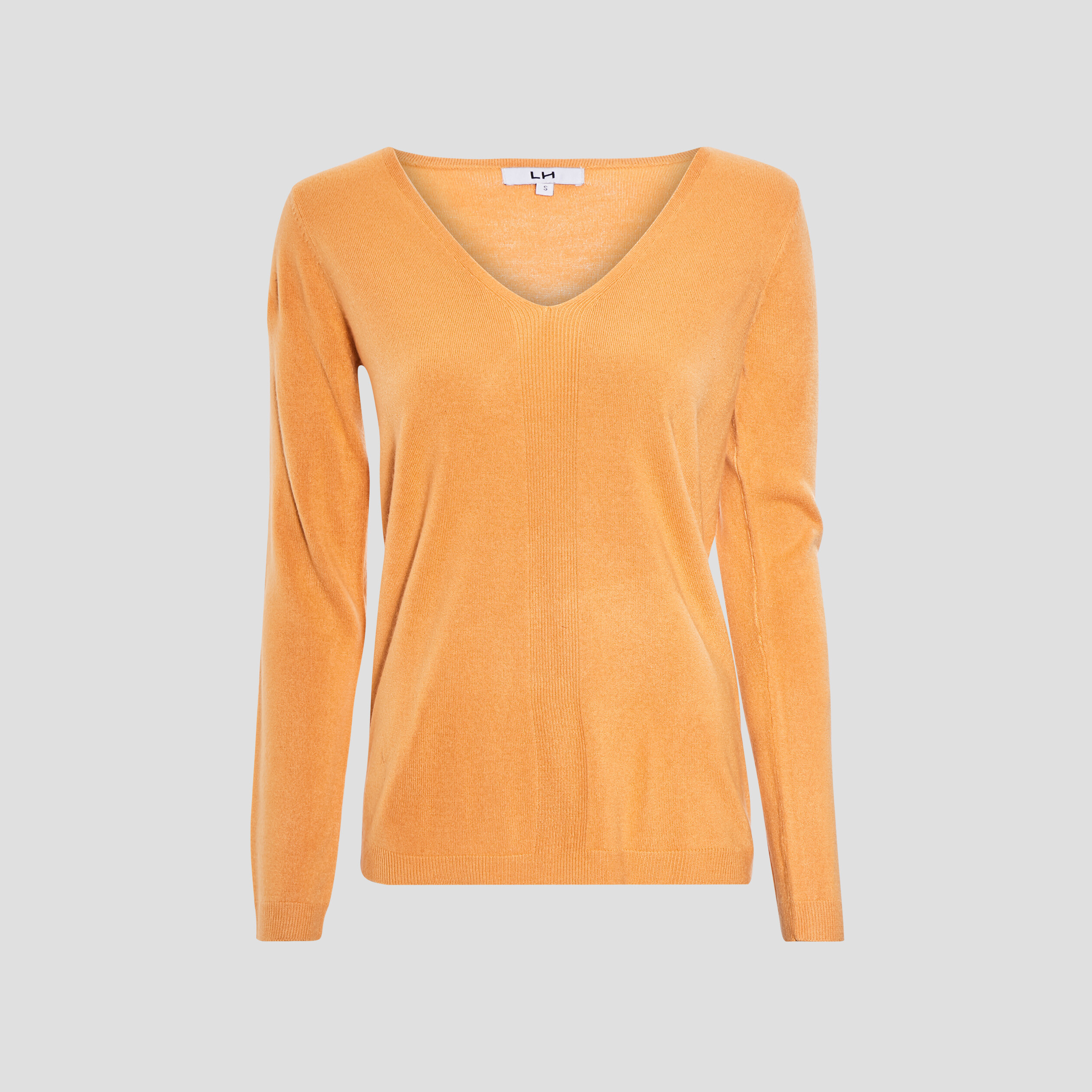 Pull col V manches longues jaune moutarde femme | La Halle