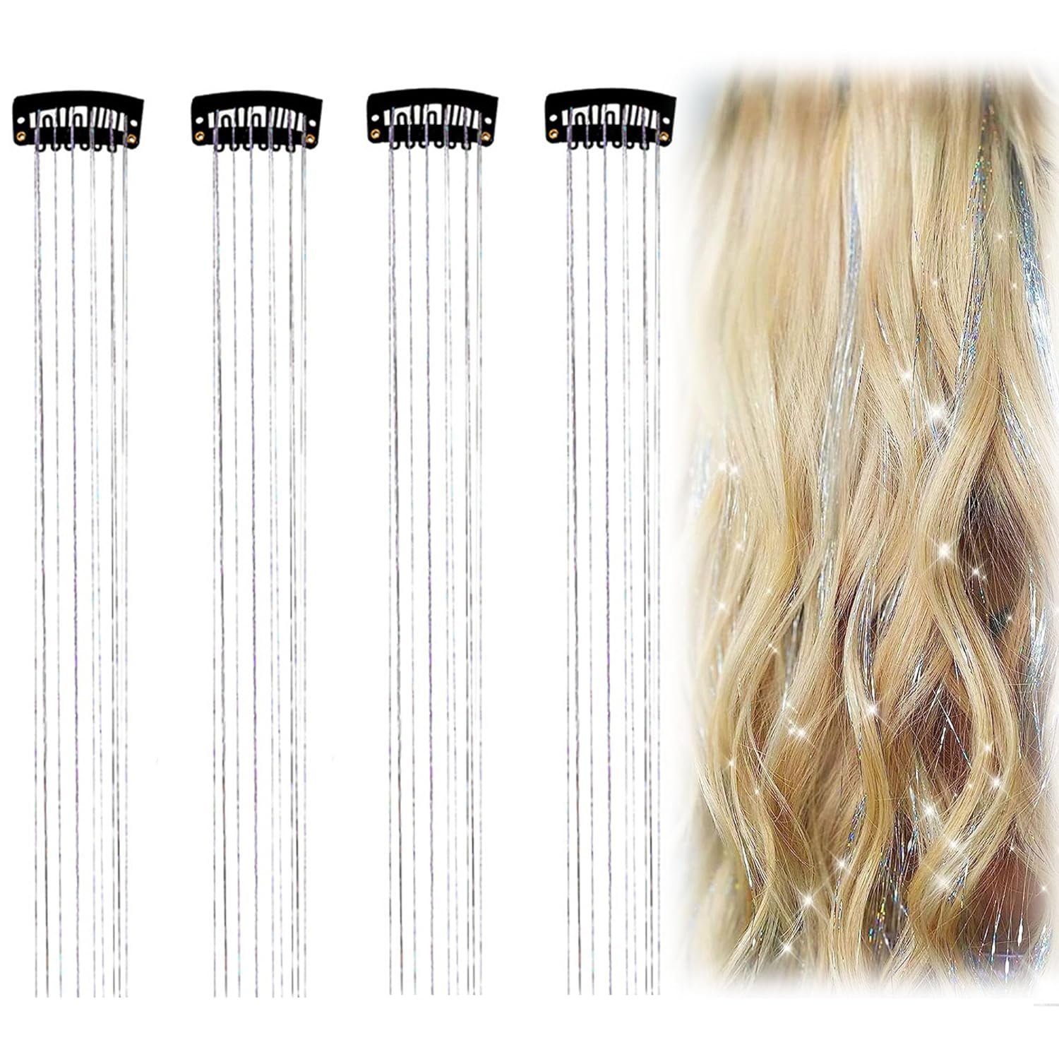 Zeaicos Anhänger 4pcs kette für haare haarketten glitzer haar ketten Quaste Haarspangen