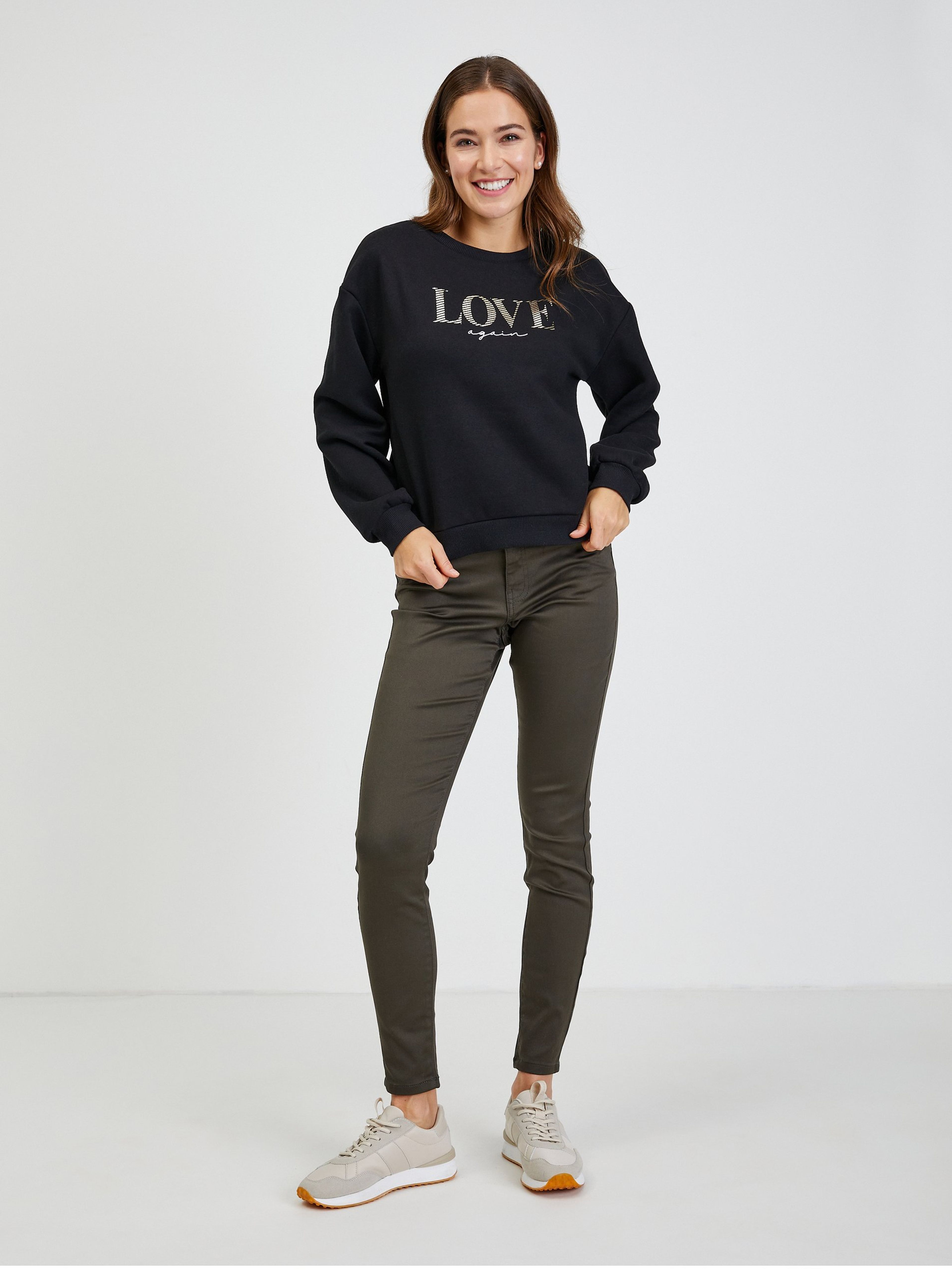 Schwarzes lockeres Damen Sweatshirt ORSAY