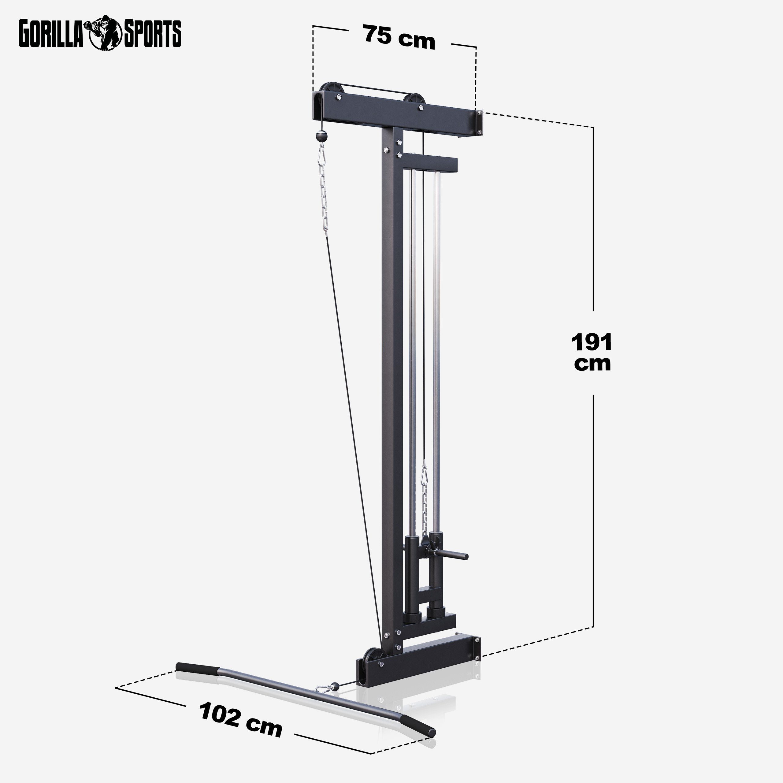 GORILLA SPORTS Trainingsstation Kabelzugturm zur Wandmontage, mit Seilzug - Latzugturm, Kraftstation, (1-tlg)