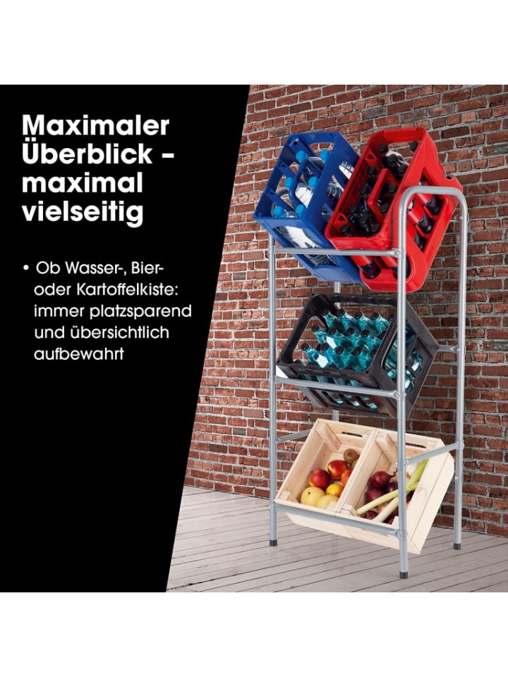 EASYmaxx EASYmaxx Metall Getränkekisten-Regal für 3 Kisten - 127x50x34 cm günstig kaufen onesize