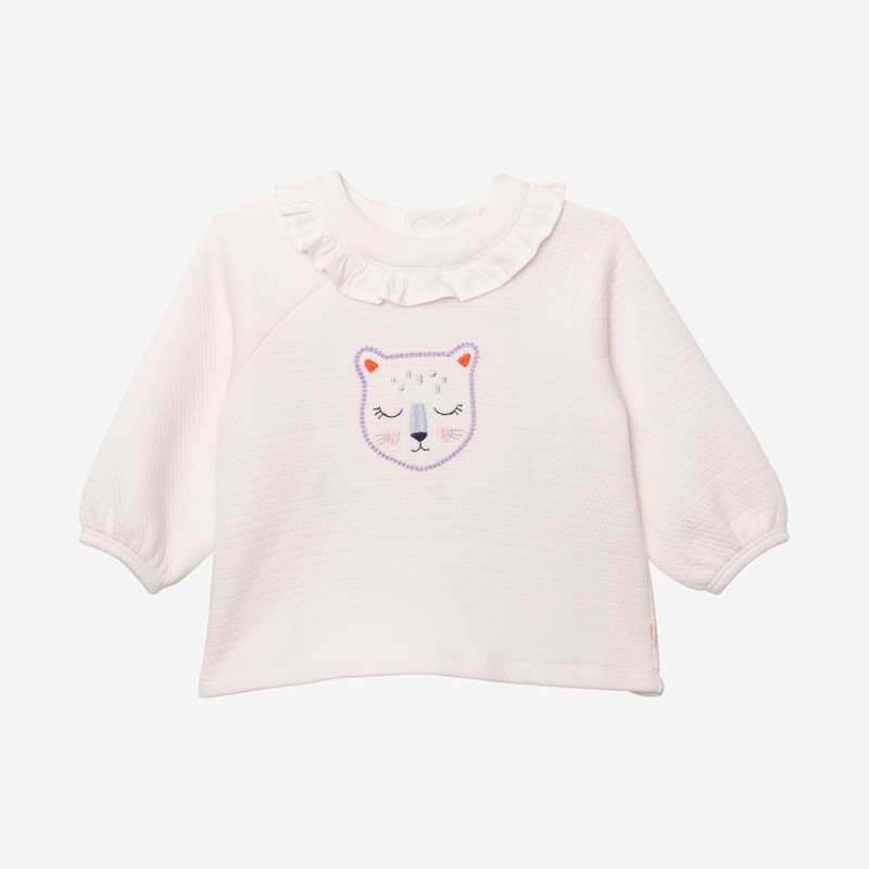 Sweat bébé fille brodé chat beige Catimini