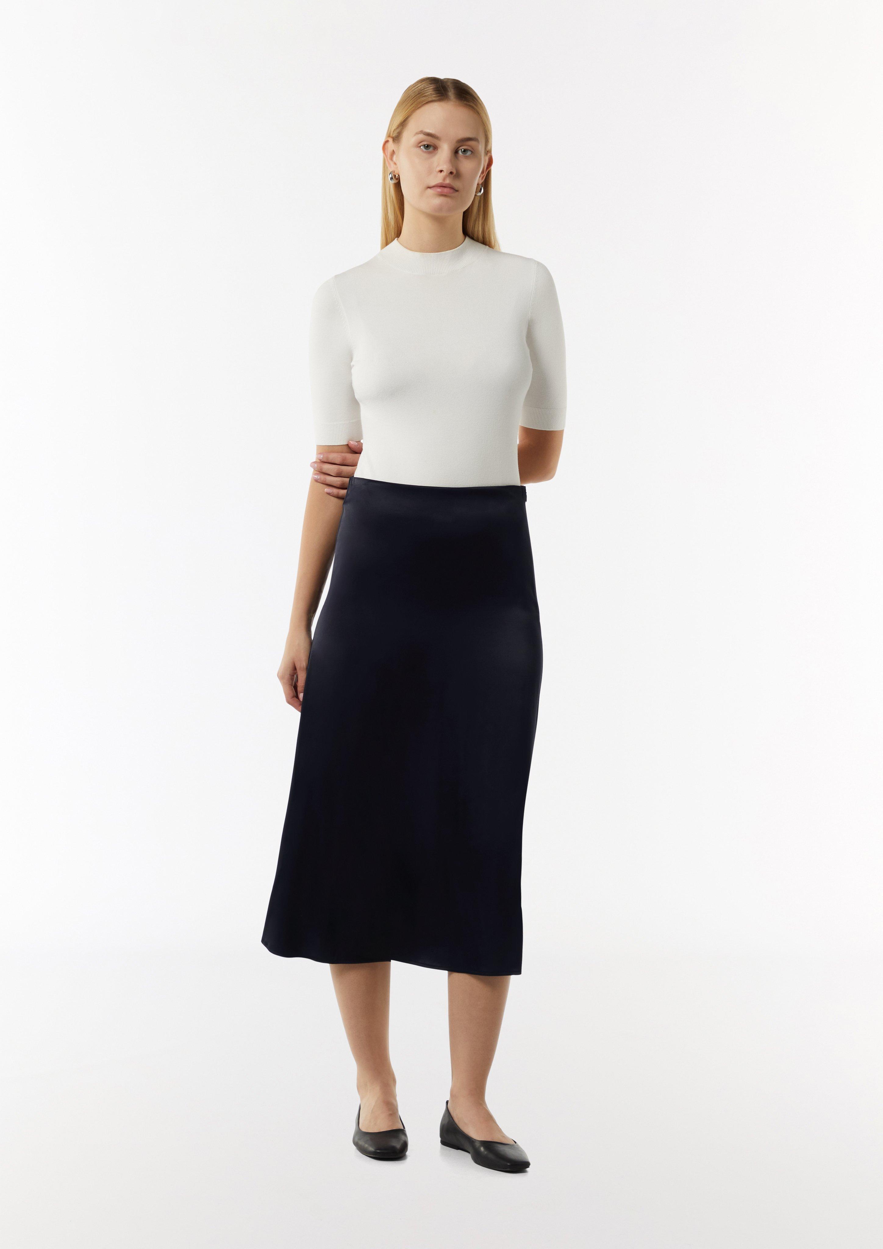 Midi-Rock aus Satin - navy