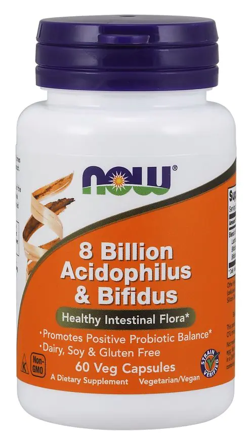 Now Foods 8 Billion Acidophilus & Bifidus, додатак исхрани са живим културама, капсуле