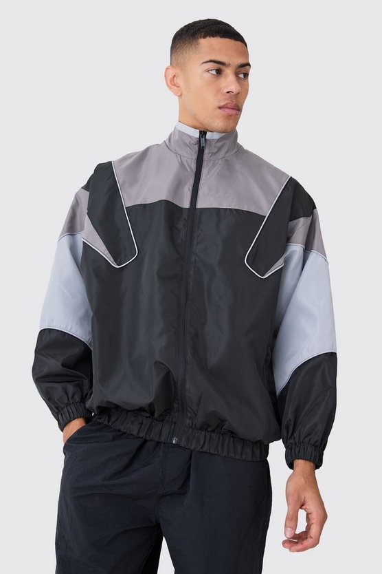 Colorblock Regenjacke mit Reißverschluss