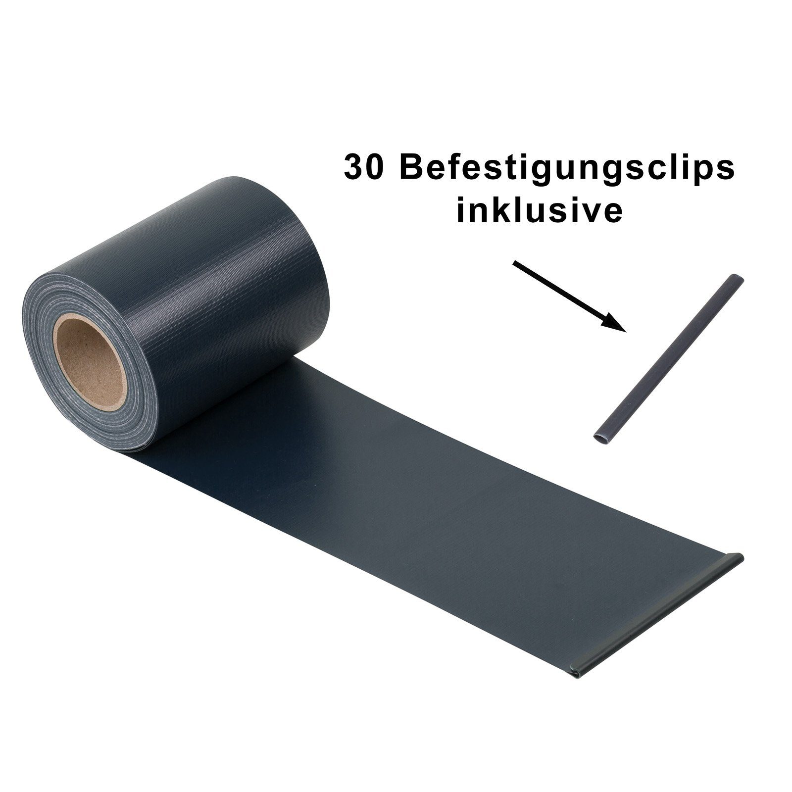 FSH Sichtschutzstreifen PVC Sichtschutzstreifen Doppelstabmatten 35mx19cm Zaunfolie Anthrazit, (Set, 31-St., Inkl. Clips)