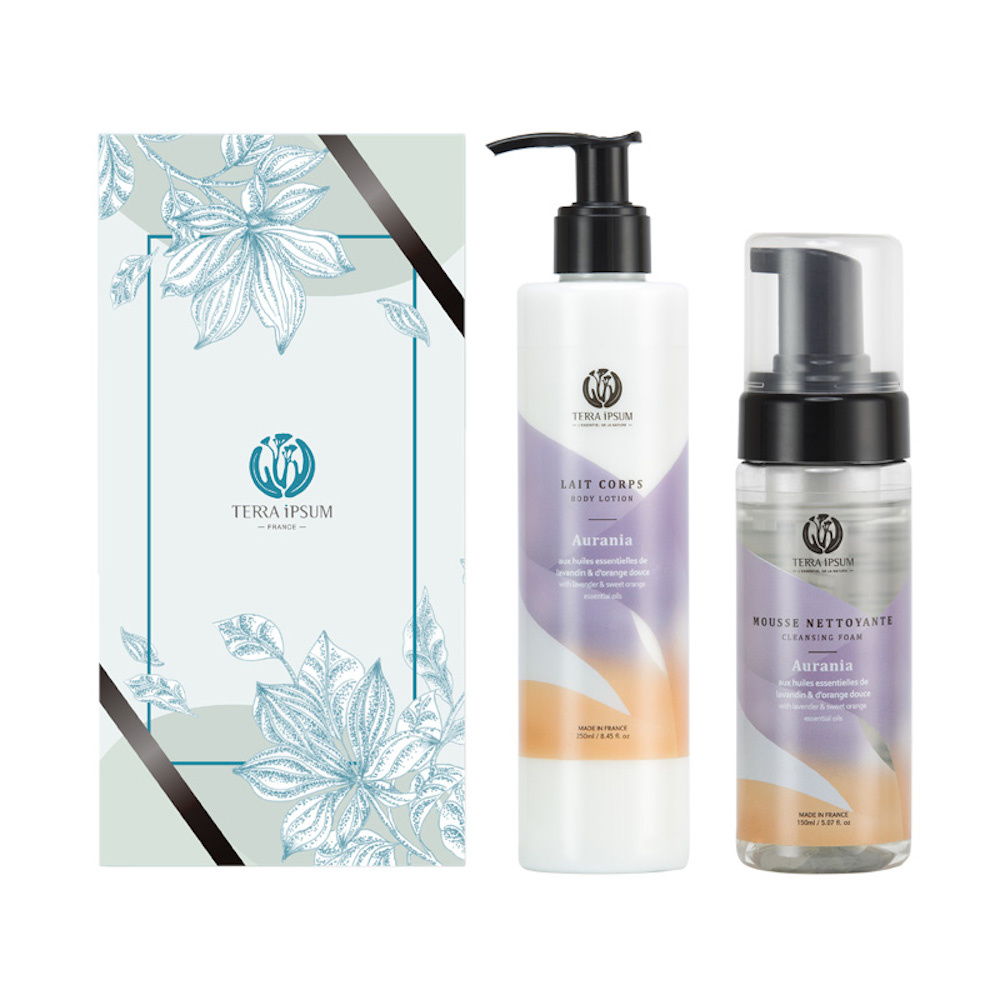 terra ipsum Coffret Apaisant  Lait Corps & Mousse Nettoyante Lait pour le corps + Nettoyant visage