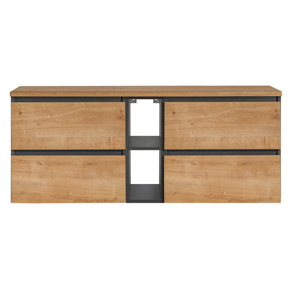 Lomadox Badmöbel-Set MODENA-56, Hamilton Eiche Nb. 140/59,5/46 cm