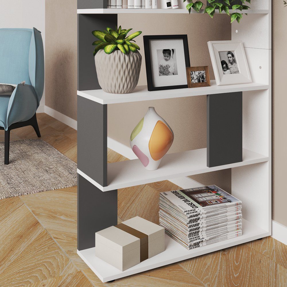 Vicco Raumteiler Bücherregal Standregal Groß Weiß Anthrazit