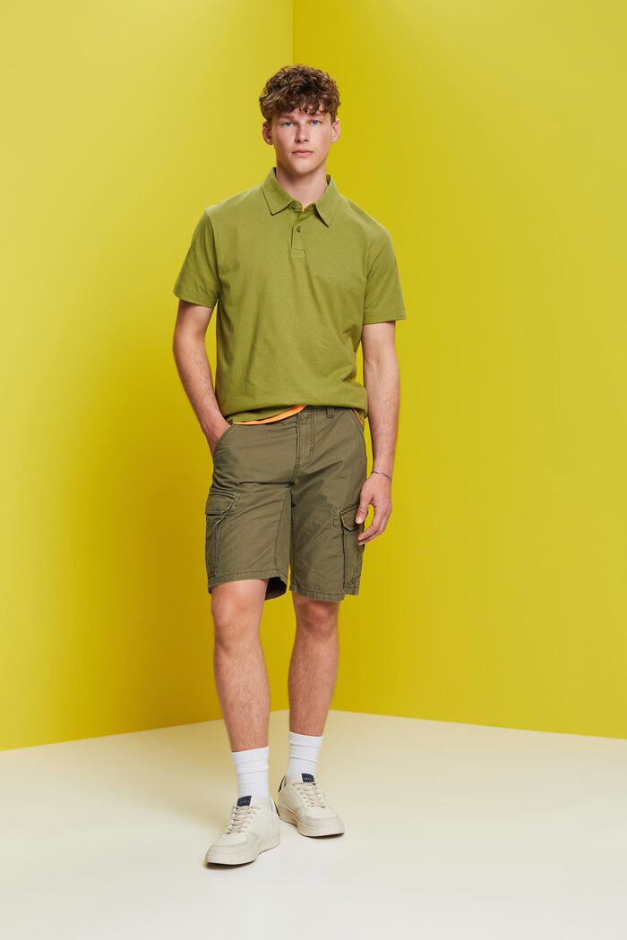 Jersey Poloshirt, Baumwolle-Leinen-Mix