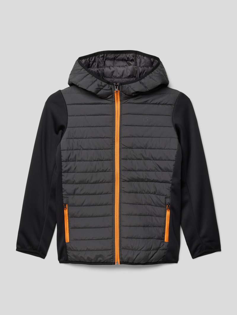 Steppjacke mit Label-Print Modell 'EMULTI' in graphit