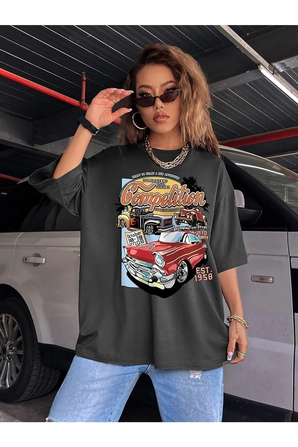 Know  Damen-T-Shirt „Smoke Compeltition“ in Übergröße mit Aufdruck