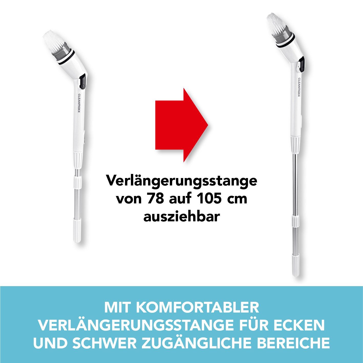 CLEANmaxx Akku-Oberflächenbürste Reinigungsbürsten Set 7 Aufsätzen, 7-tlg., Effektives reinigen In- & Outdoor