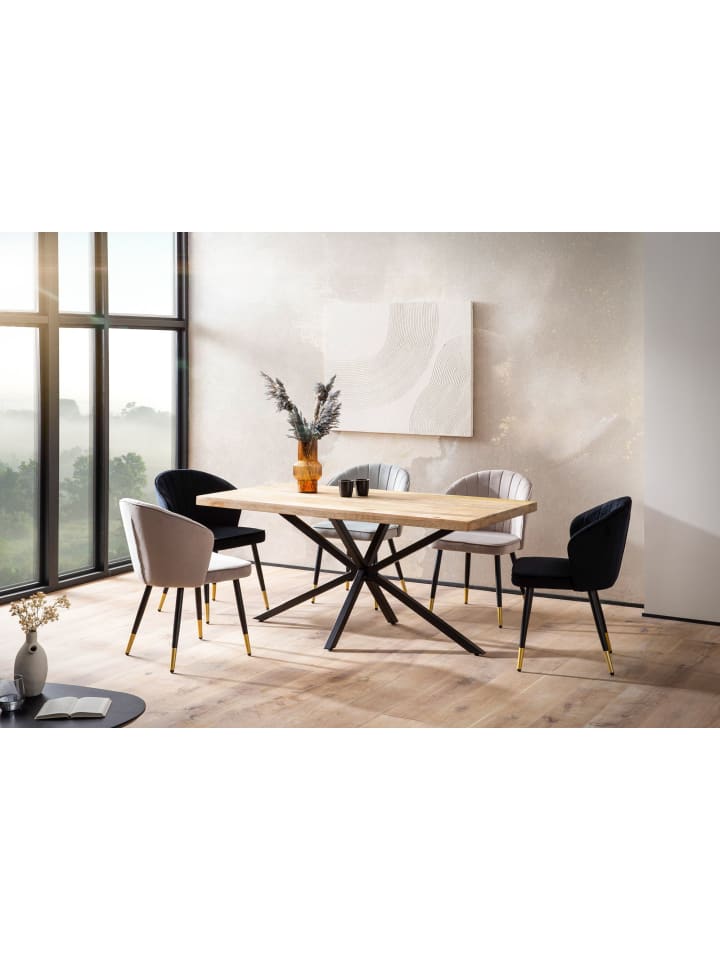 KADIMA DESIGN Esszimmertisch 160x80x76 cm Massivholz Metall Esstisch günstig kaufen