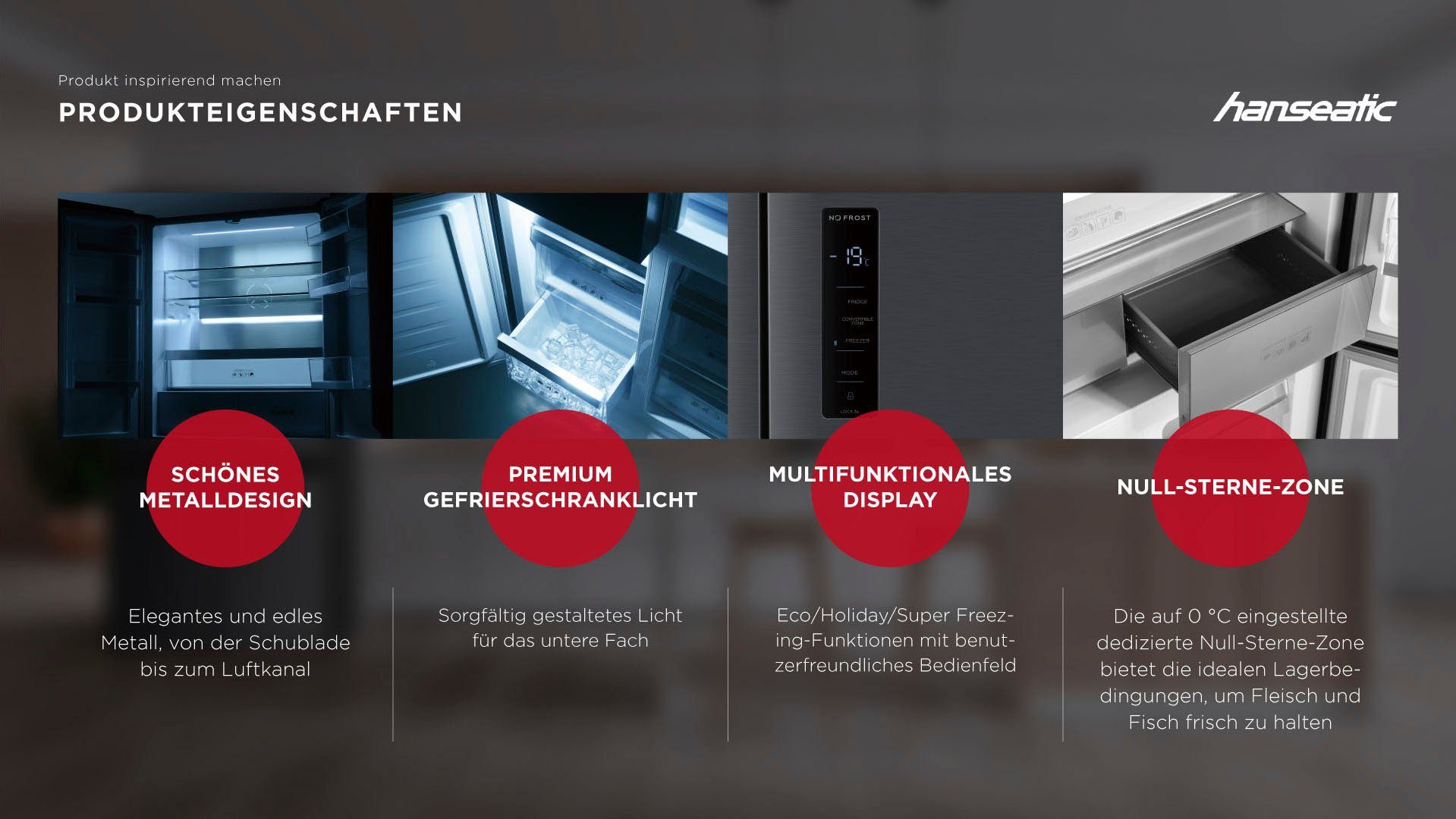 Hanseatic Multi Door HCDA19090DI, 190,0 cm hoch, 90,9 cm breit, NoFrost, Multizone, Display, Türalarm