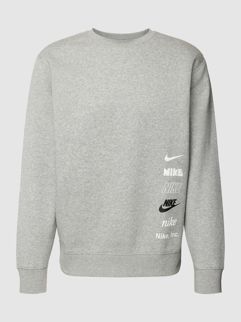 Sweatshirt mit Label-Print Modell 'CLUB' in hellgrau meliert
