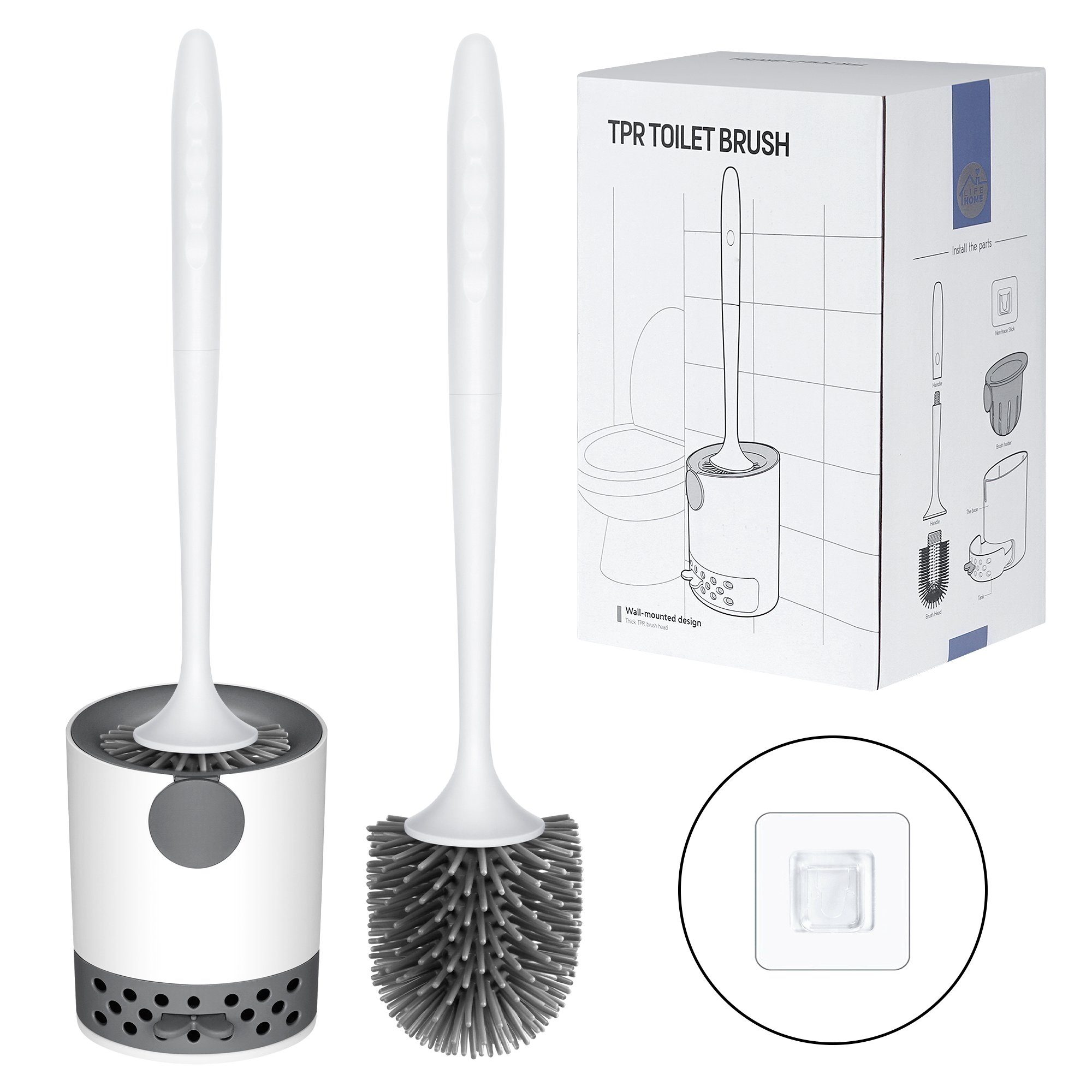 Homewit WC-Reinigungsbürste WC Bürste Toilettenbürste aus Silikon Klobürste mit Halter Set, für Badezimmer oder Gäste-WC, (Set, 1-tlg., Premium Klobürste), mit Antibakteriell ohne Bohren Klobürstenhalter