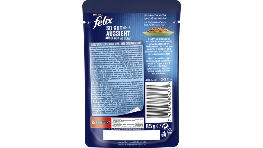 PURINA FELIX So gut wie es aussieht in Gelee mit Kaninchen Katzennassfutter 85 g