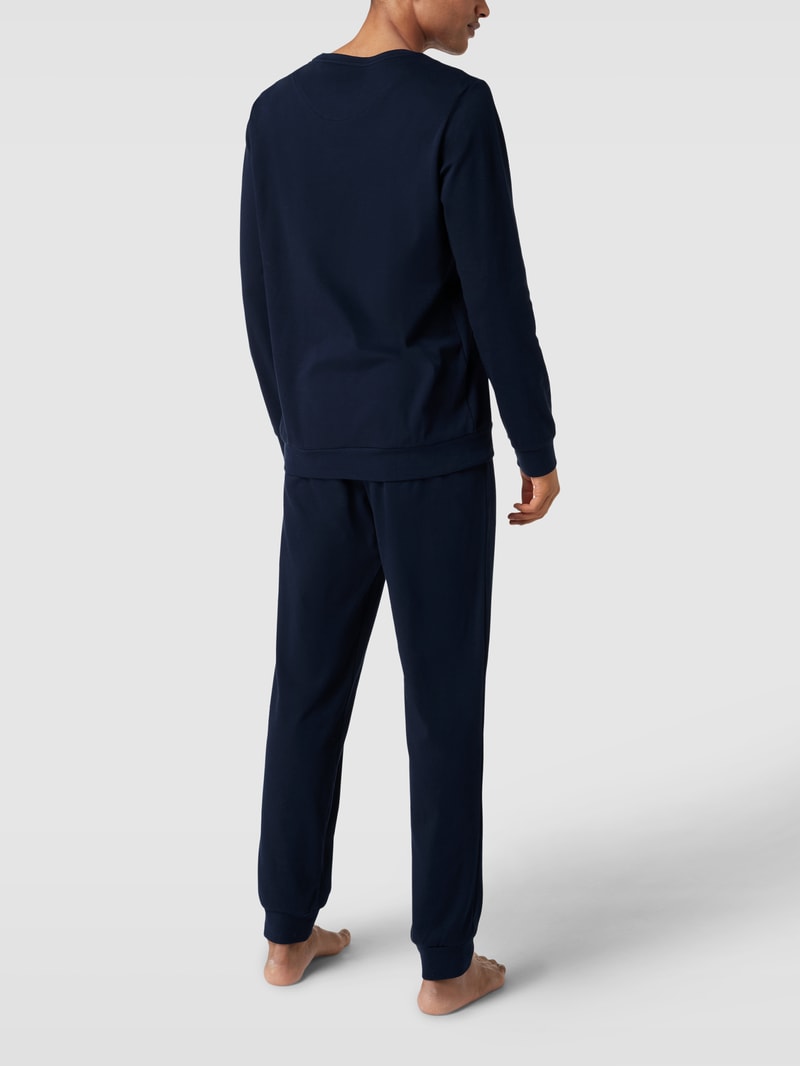 Pyjama mit Brusttasche Modell 'INTERLOCK' in dunkelblau