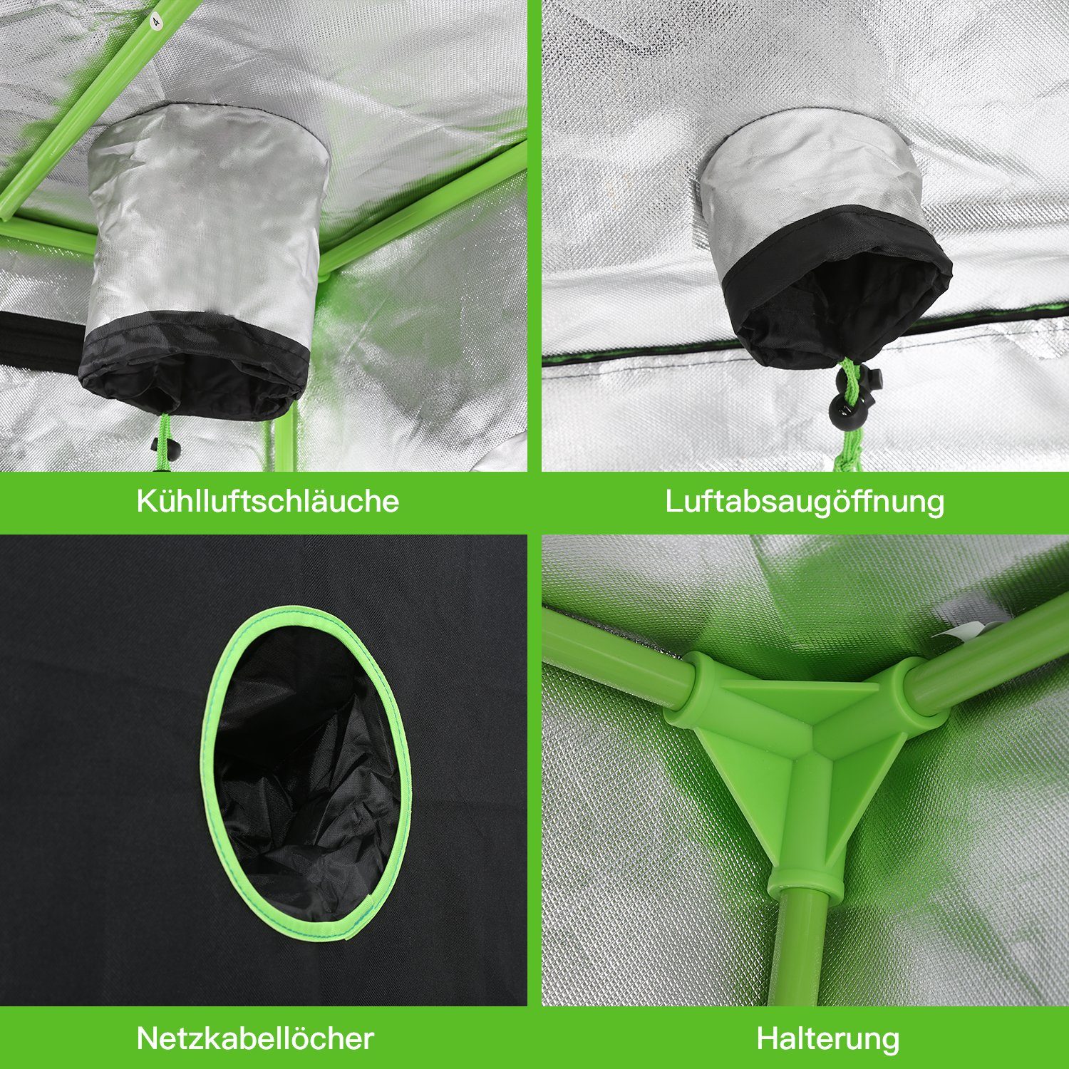 Clanmacy Anlehngewächshaus BxTxH: 100 x 100 x 200cm, Growbox Anbau Zelt Growzelt Gewächszelt Zuchtschrank Reflective luftig Wasserdicht für Homegrowing Indoor Pflanzenzucht Grow Tent (100 x 100 x 200) cm