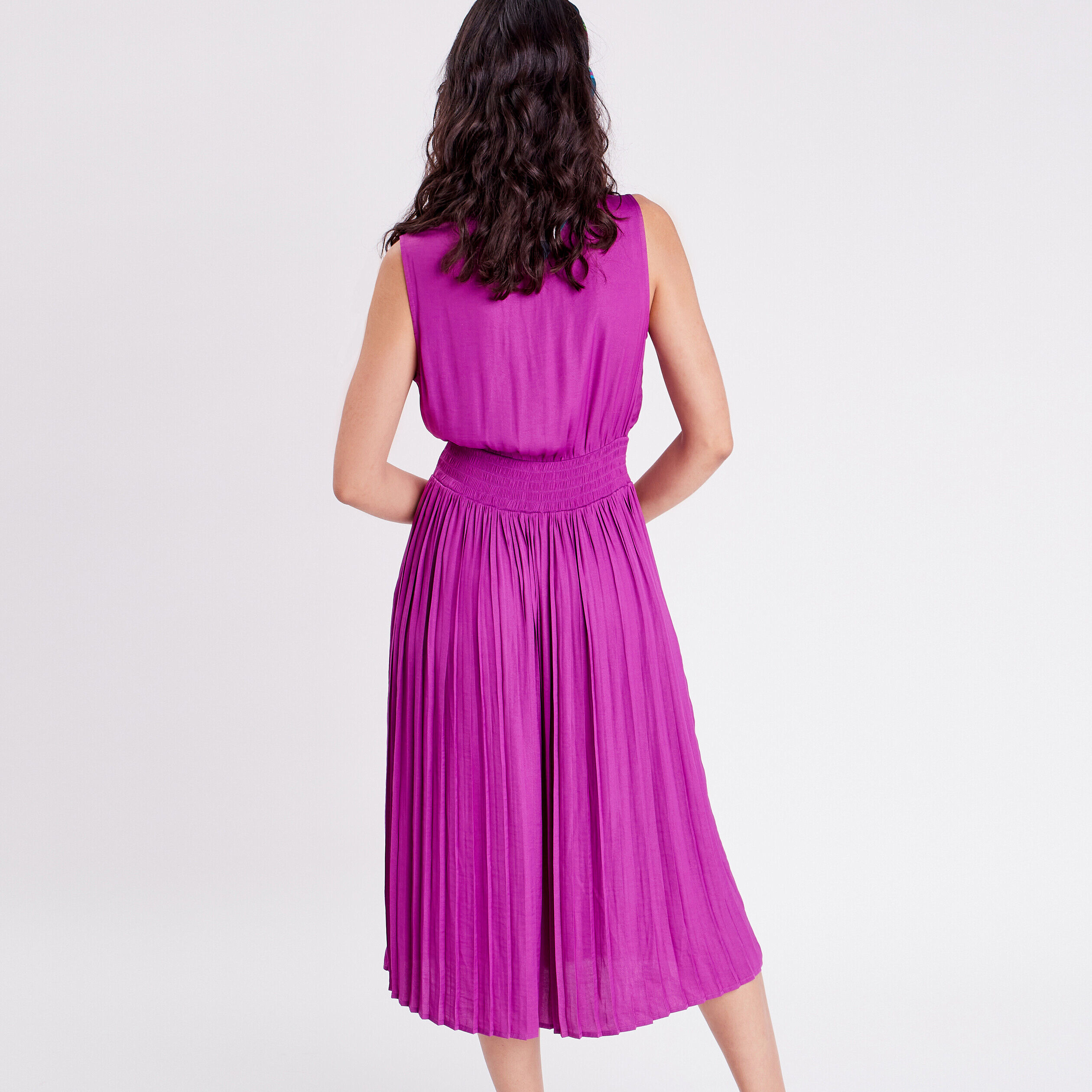 Robe midi évasée cache-coeur violet femme | Cache Cache