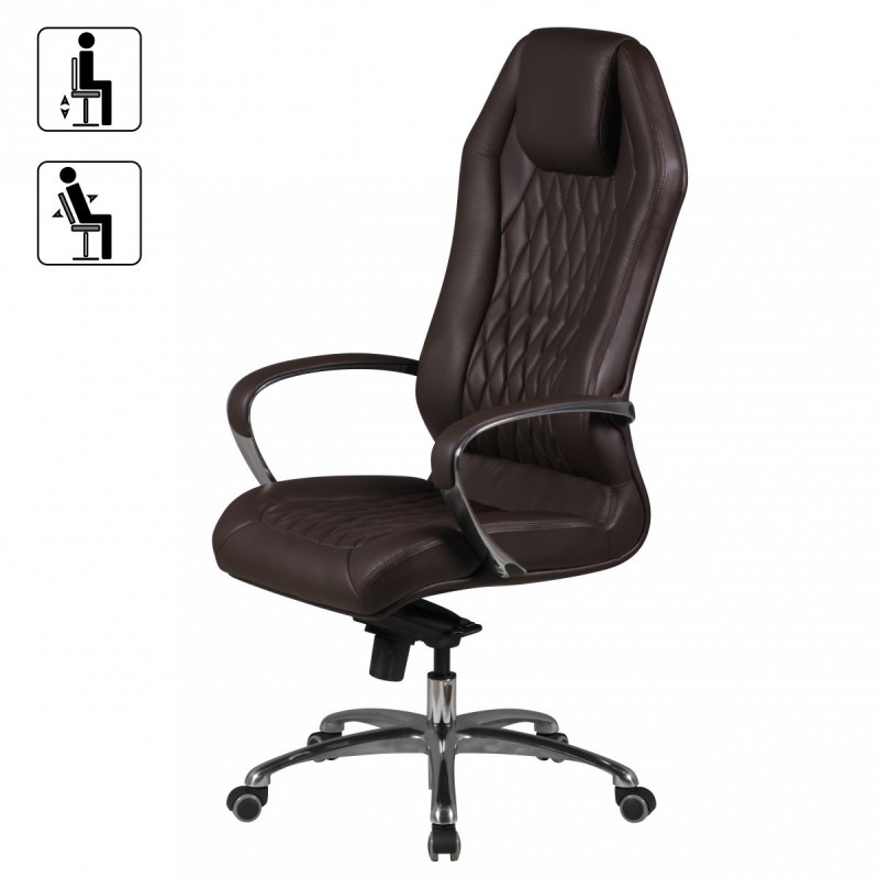 Amstyle Chefsessel Echtleder braun Drehstuhl mit 3-Punkt-Multiblockwippmechanik