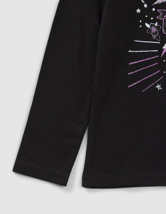 T-shirt noir coton bio visuel rock fille