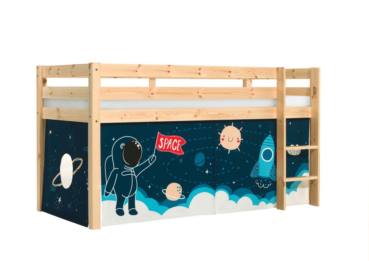 VIPACK Halbhohes Bett PINO, mit Textilset 