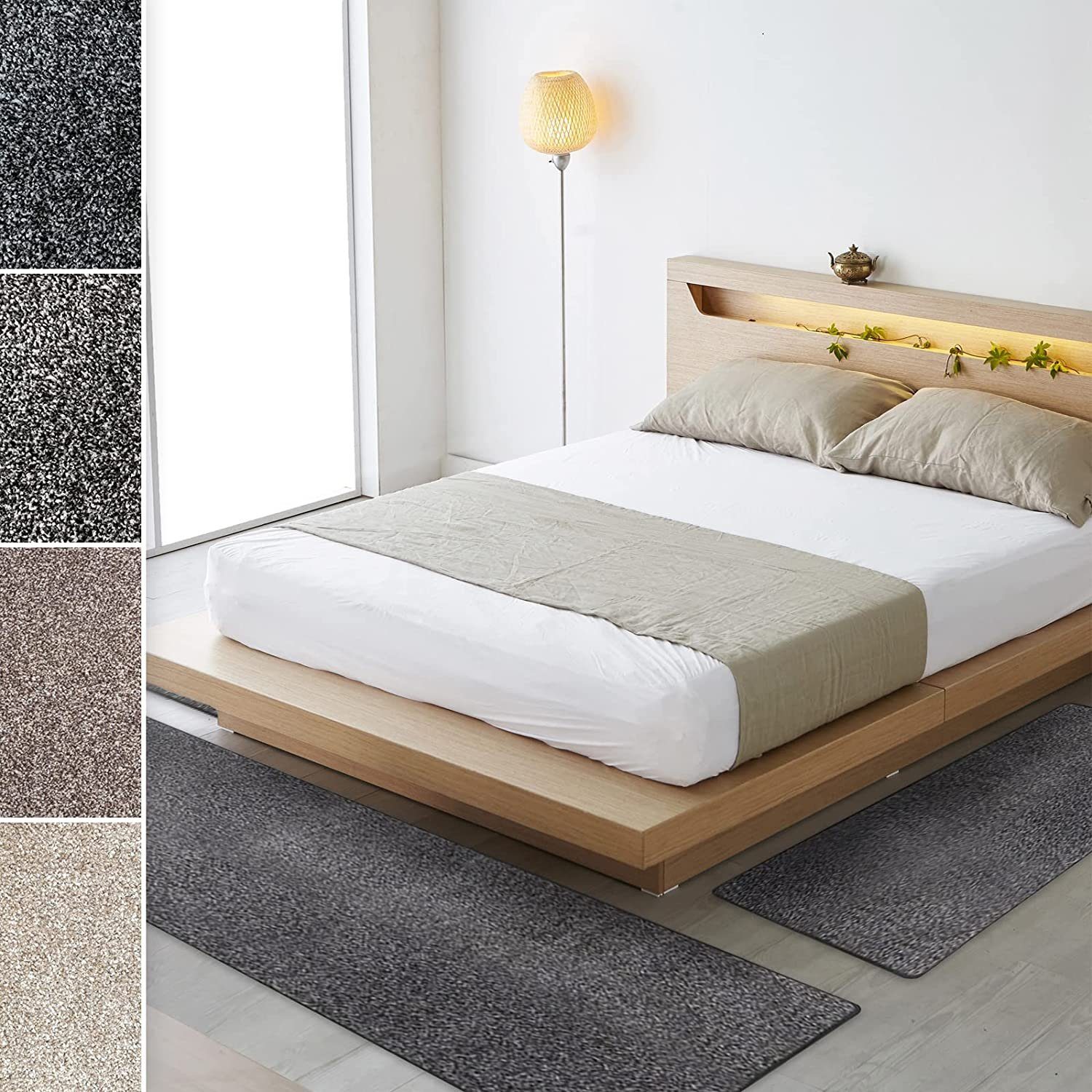 Hochflor-Bettumrandung Lyon 1A, 4 Farben & 3 Größen, Läufer, ideal im Schlafzimmer Floordirekt, Höhe 10 mm, Velours