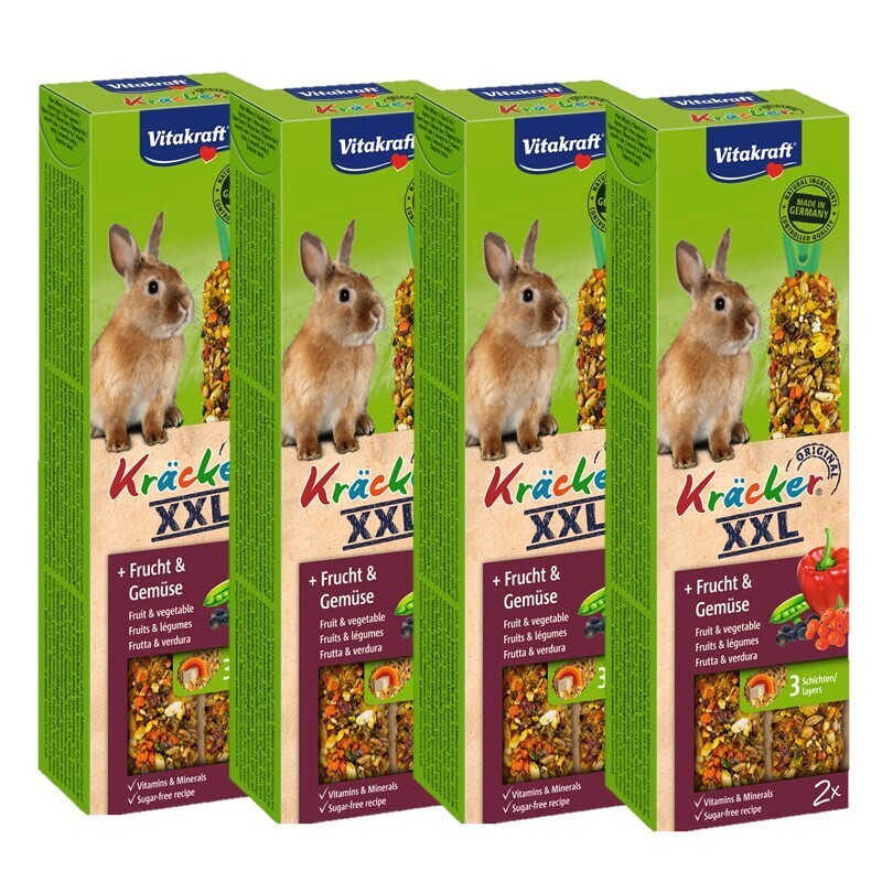Vitakraft Snacks Vitakraft Kräcker XXL Zwergkaninchen Frucht & Gemüse 4x2er