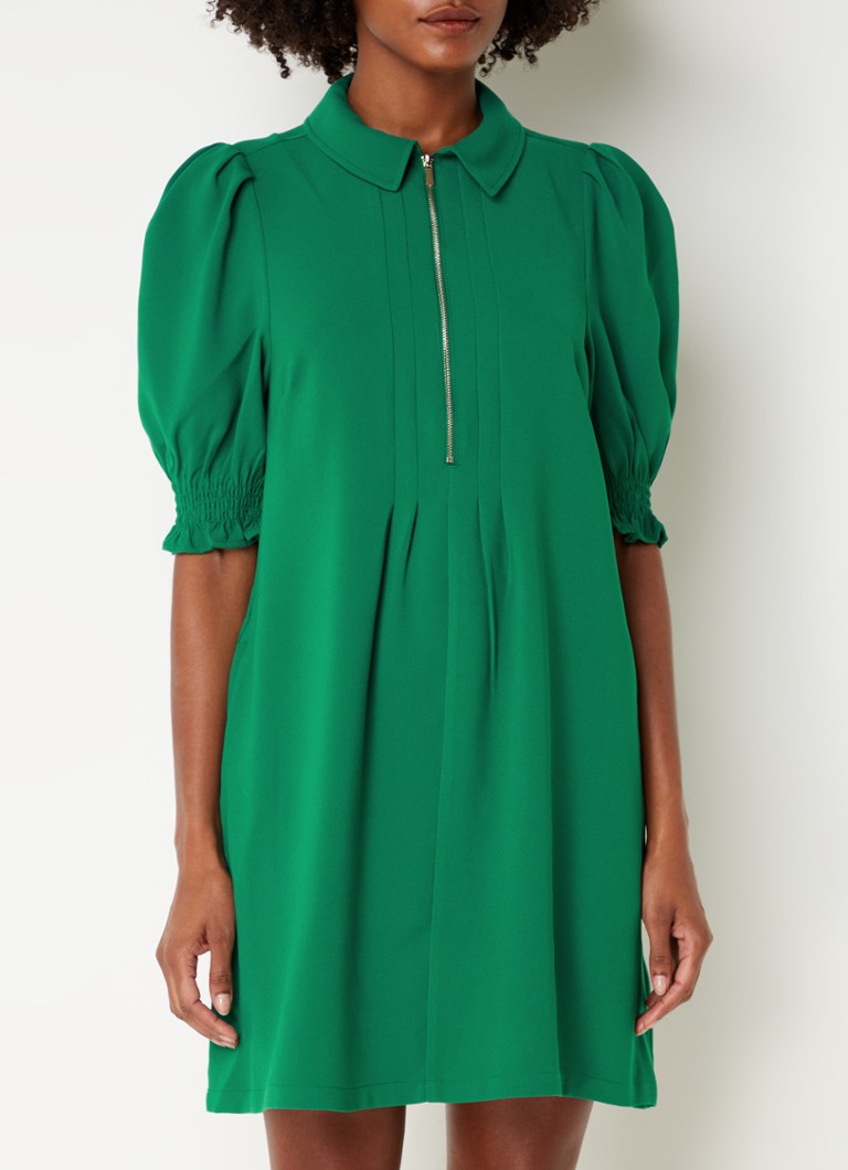 Abito corto Candice di Phase Eight, con mezza zip e maniche a sbuffo.