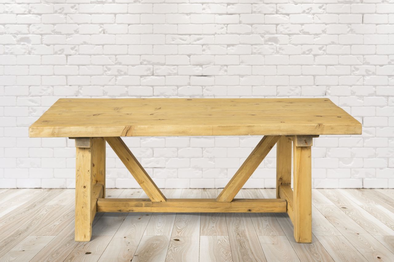 PureHaven Rustikaler Massivholztisch 200x100x76 cm Esstisch Vollholz Unikat handgefertigt Kiefer Vintage stabil und standsicher Landhausstil