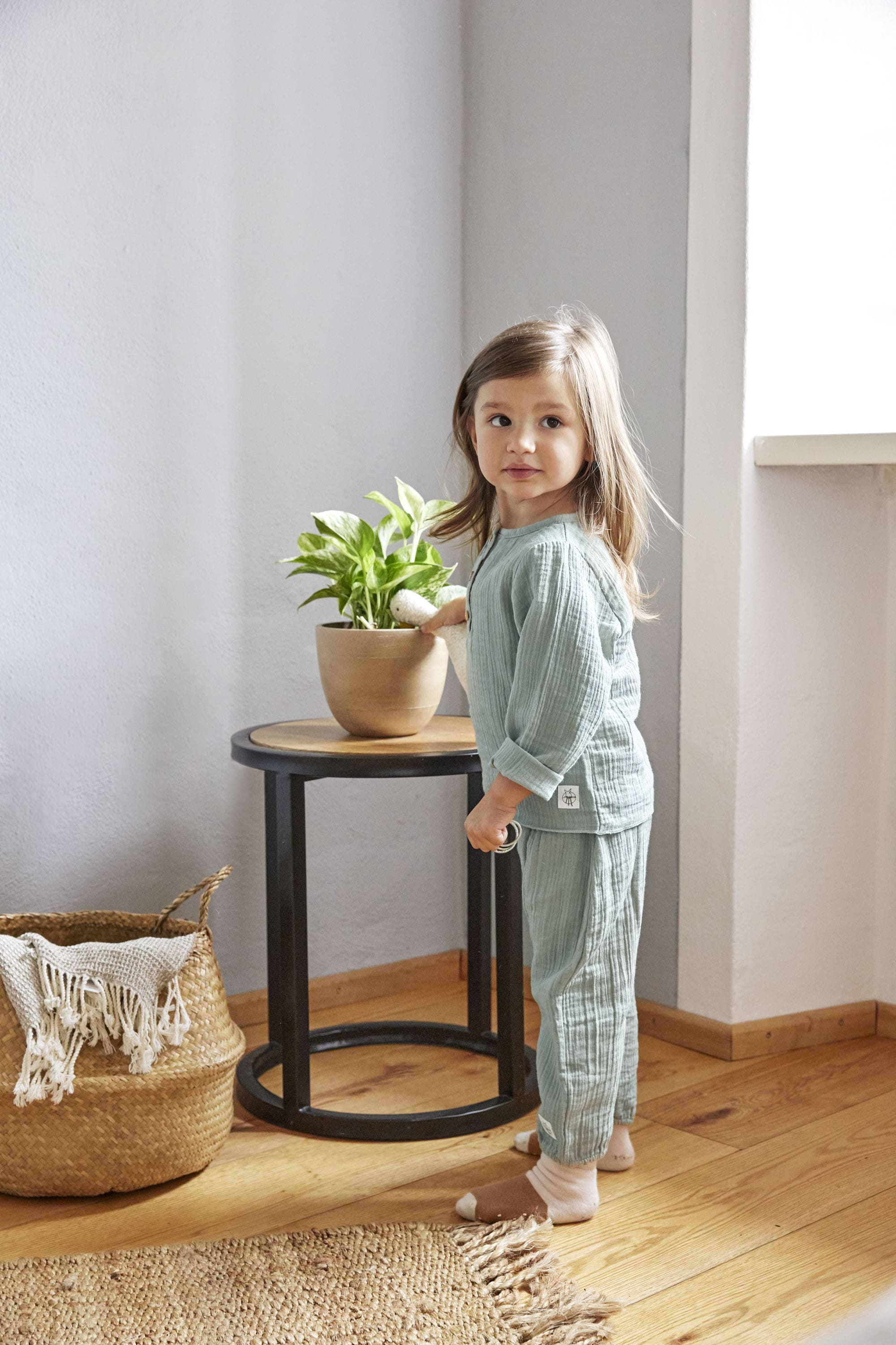 Musselin Langarmshirt - Bio Baumwolle, Silbergrau