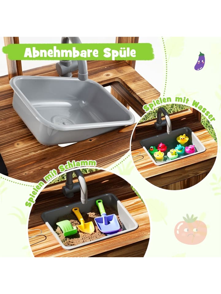 COSTWAY Matschküche Kinder Outdoor in Braun günstig kaufen onesize