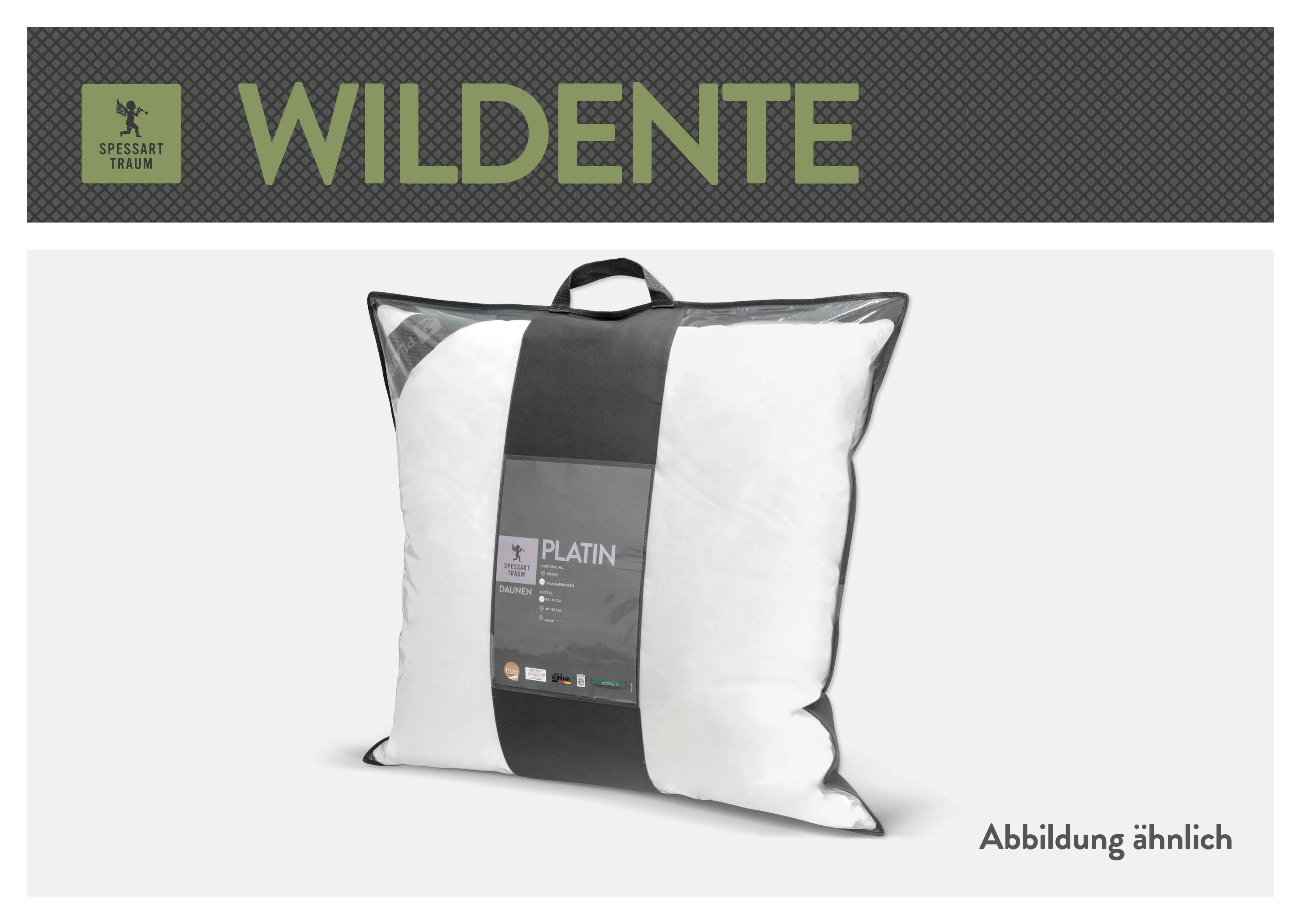 3-Kammer-Kopfkissen Wildente, SPESSARTTRAUM, Füllung: 1a halbweiße neue Wildentendaunen, Klasse I, 100% Daunen (Außen), Rückenschläfer, Seitenschläfer, hergestellt in Deutschland, allergikerfreundlich