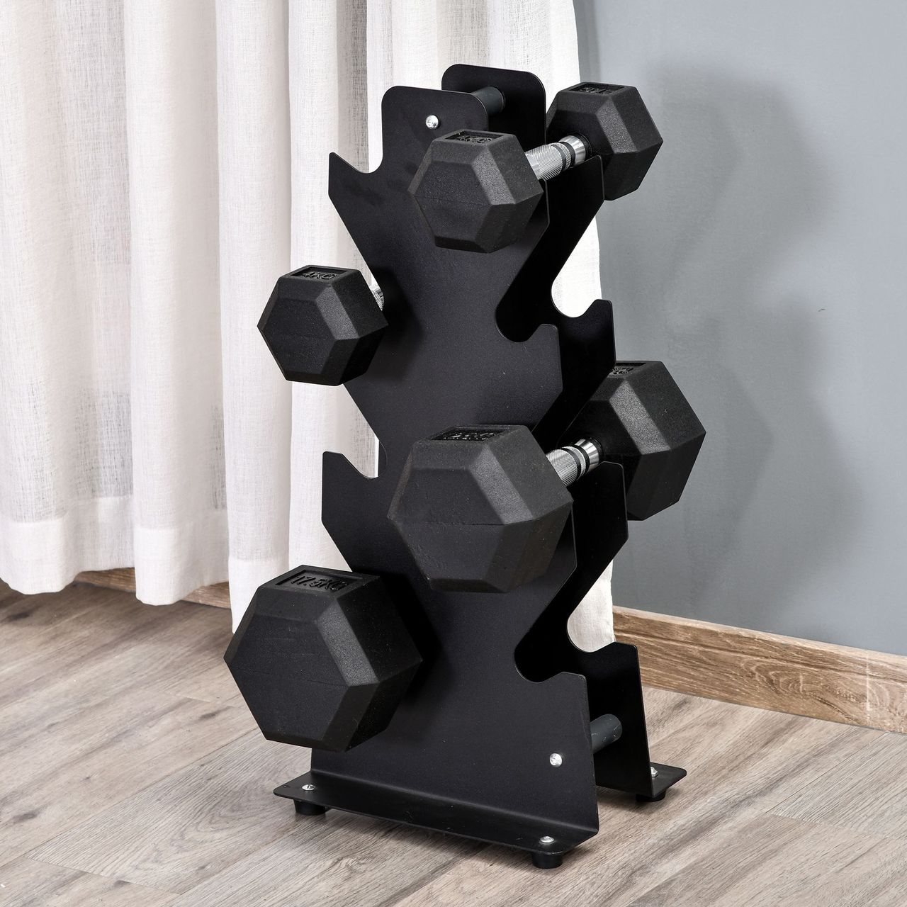 HOMCOM Gummi-Hantel Fitness Hantel Kurzhantel für Trainingsraum schwarz 12,5 KG