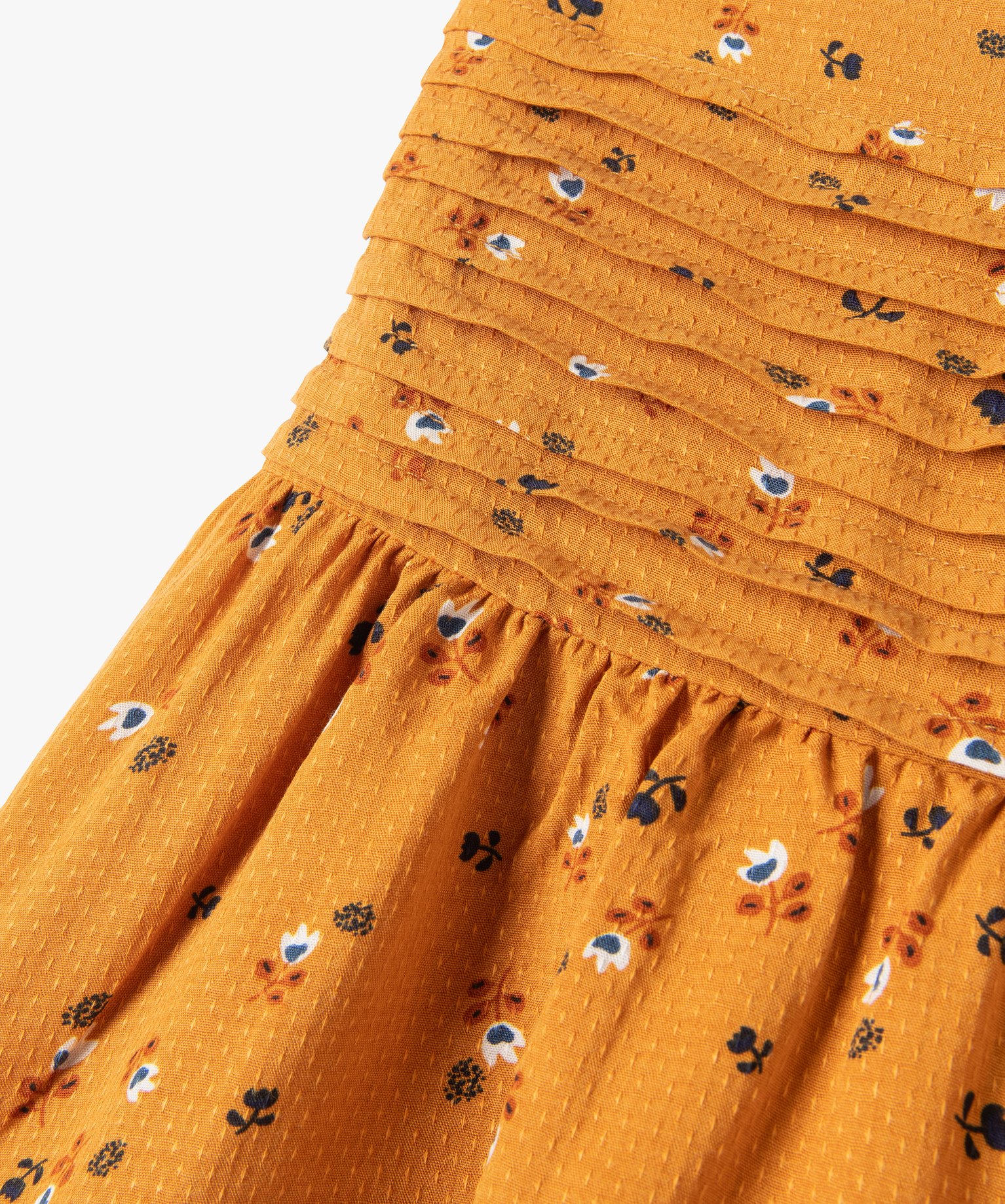 Jupe fille à motifs fleuris avec effet plissé à la taille... jaune | GEMO