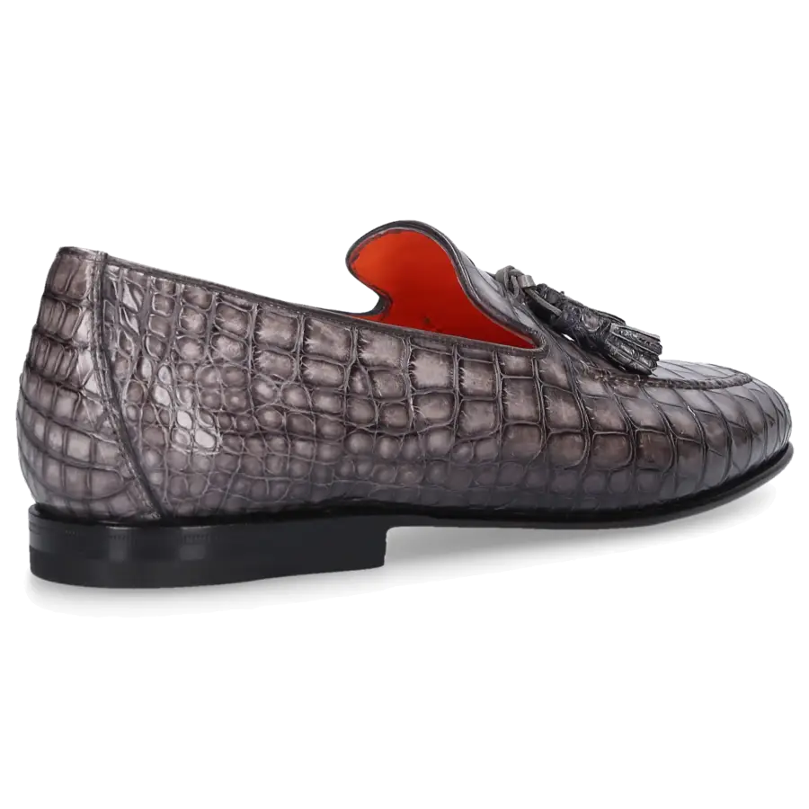 Santoni - Loafer 15608 Krokodilleder - grau