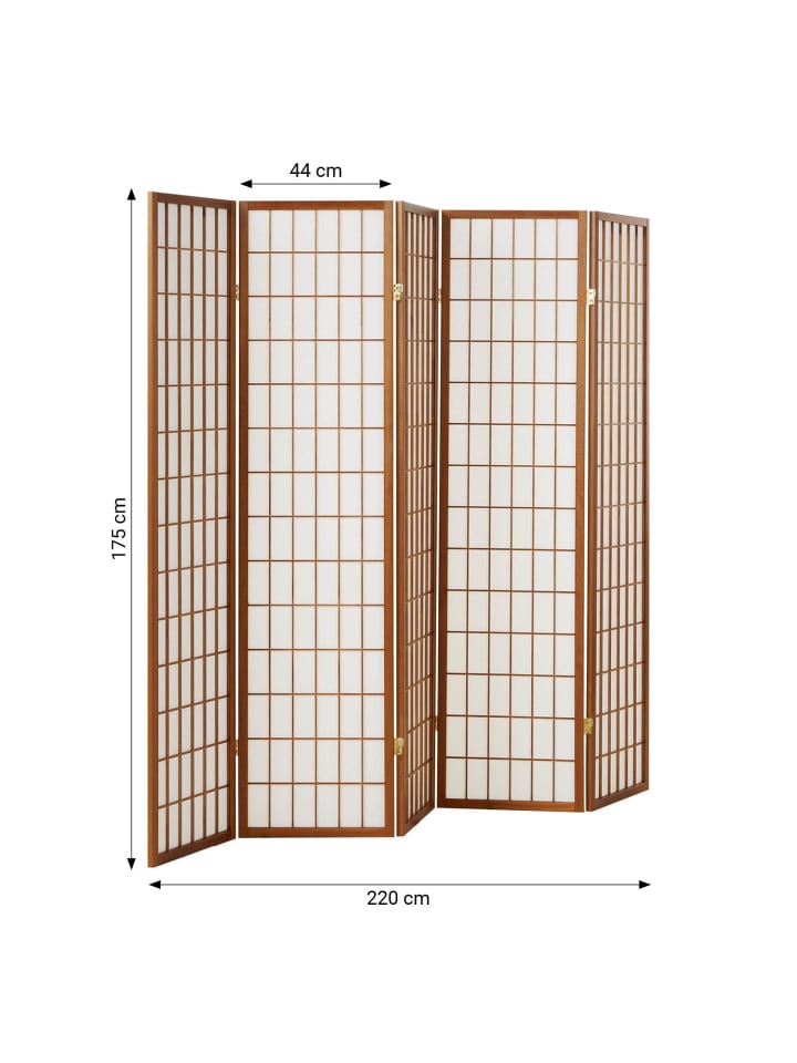 Homestyle4u 5-tlg. Paravent in Braun 220x175 günstig kaufen onesize