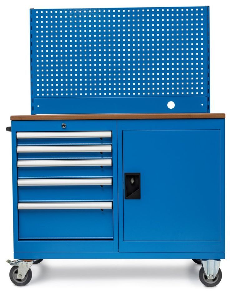 Banco da lavoro mobile Huvema K8225 con parete portautensili