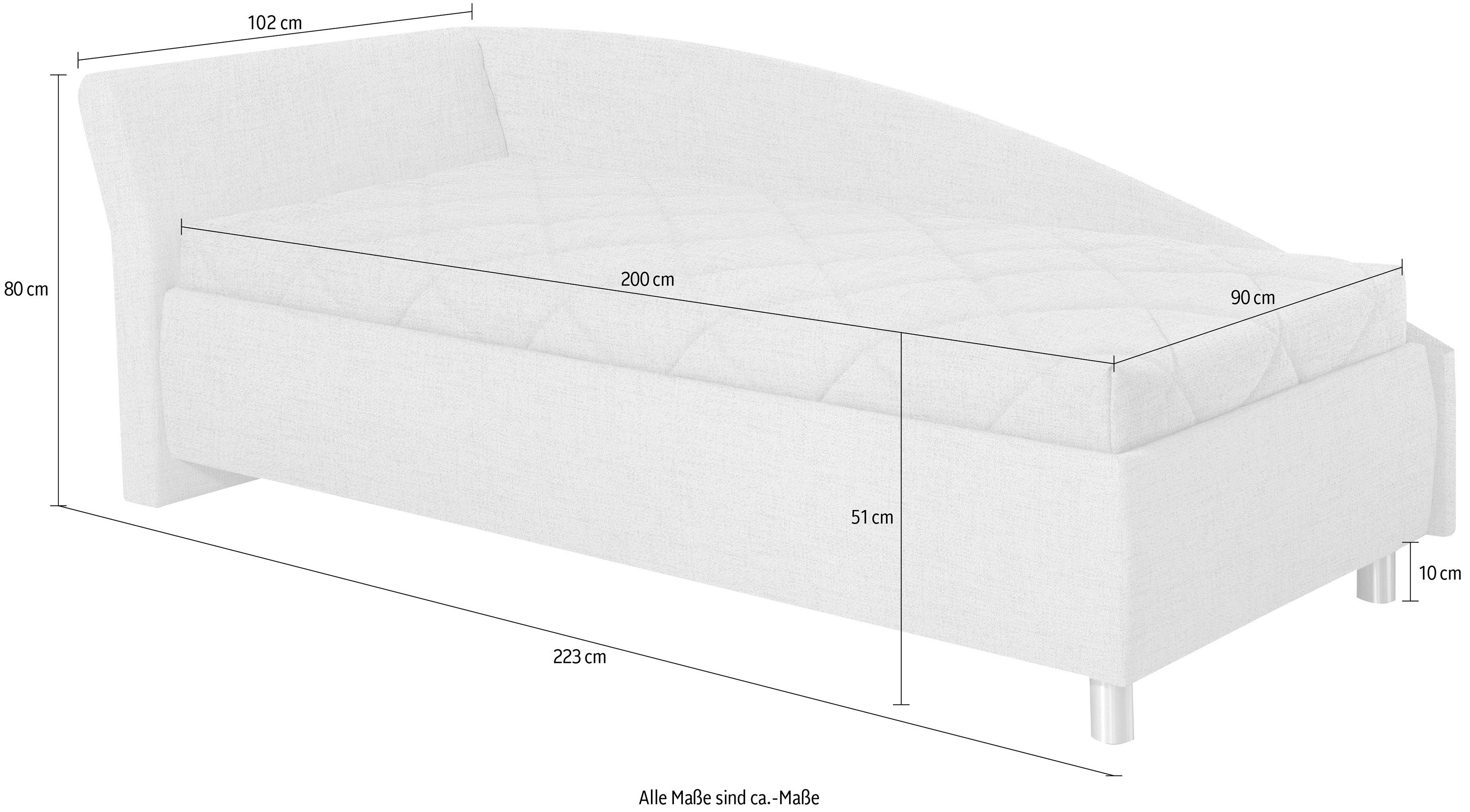 ADA trendline Schlafsofa Lindsay, Bettkasten, Zierkissen-Set aus: 2 Stk. 40x40cm, 1 Stk. 30x30cm