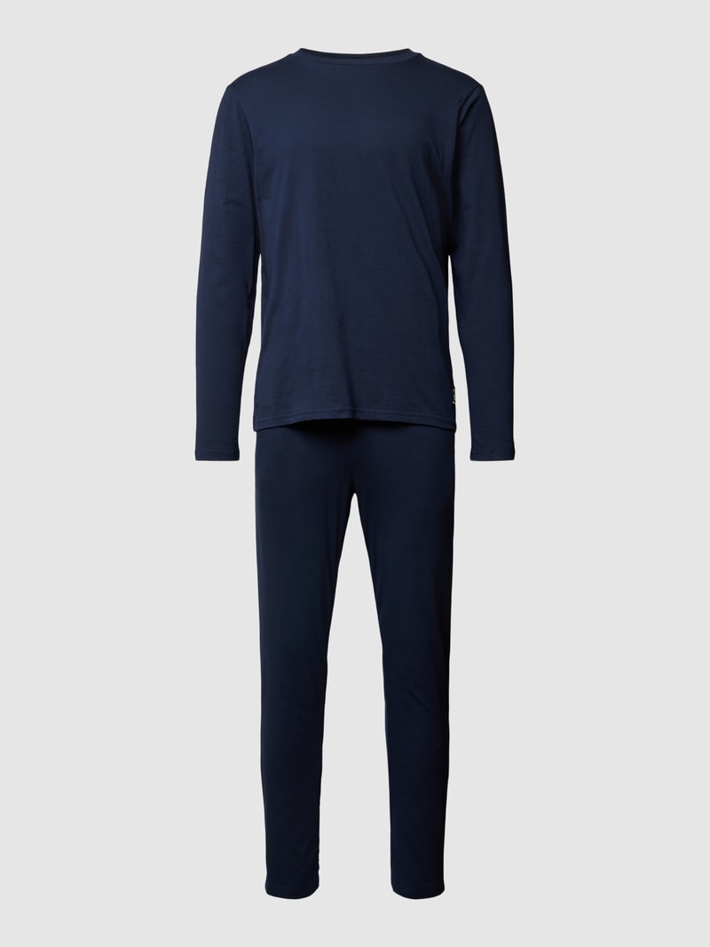 Pyjama mit Rundhalsausschnitt Modell 'BASIC LABEL' in blau