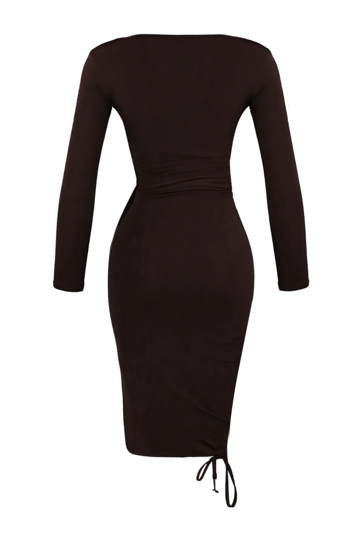 Trendyol Collection  Braunes Set aus Oberteil und Unterteil aus Strick mit RaffungTWOAW23AU00100