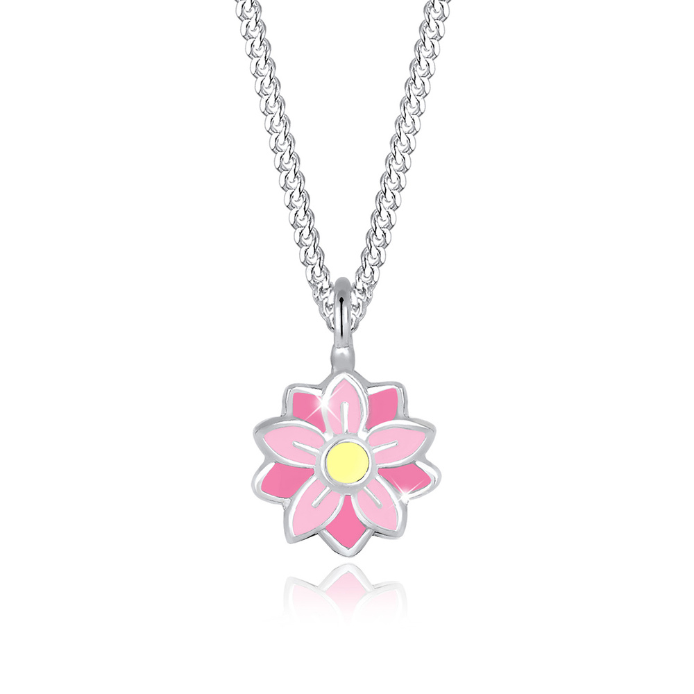 Elli Elli Collier Femme Pendentif Fleur Pastel Émail - (925/1000) Argent collier