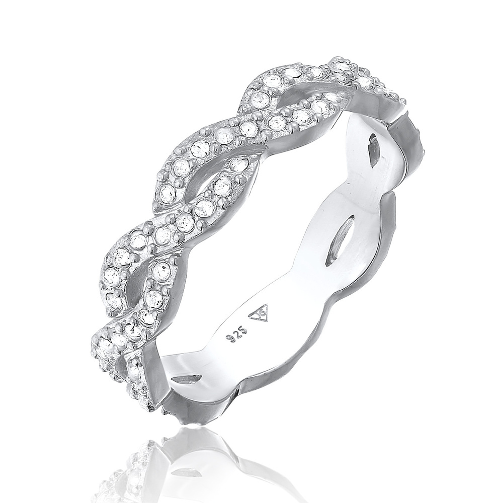 Elli Elli Bague Femmes Infinité Amour étincelant avec cristaux en argent sterling 925 Bague